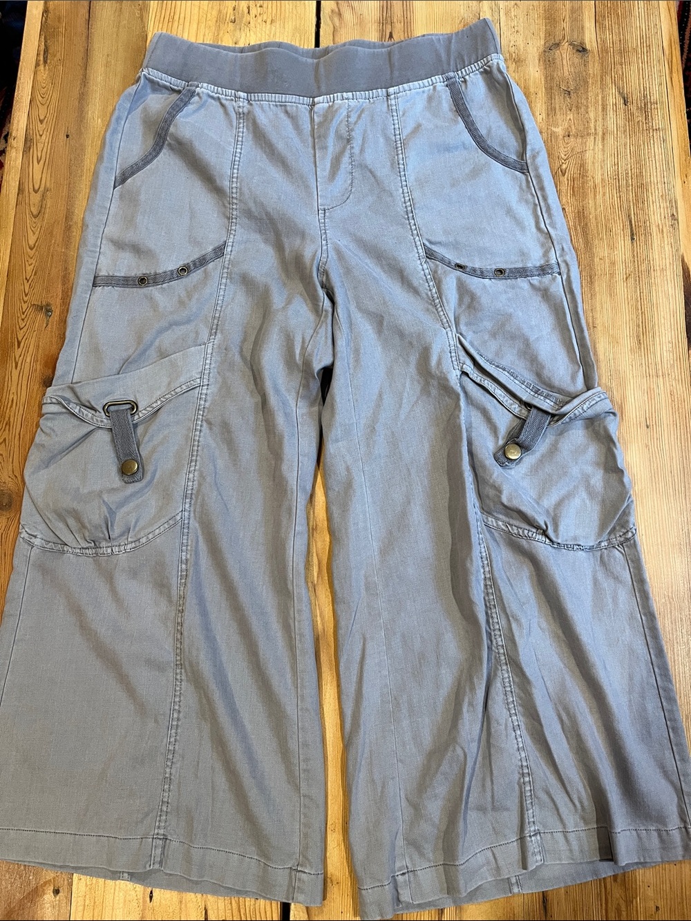 WEARABLES M Blue-Gray Wide Leg Cargo Pocket Pants
